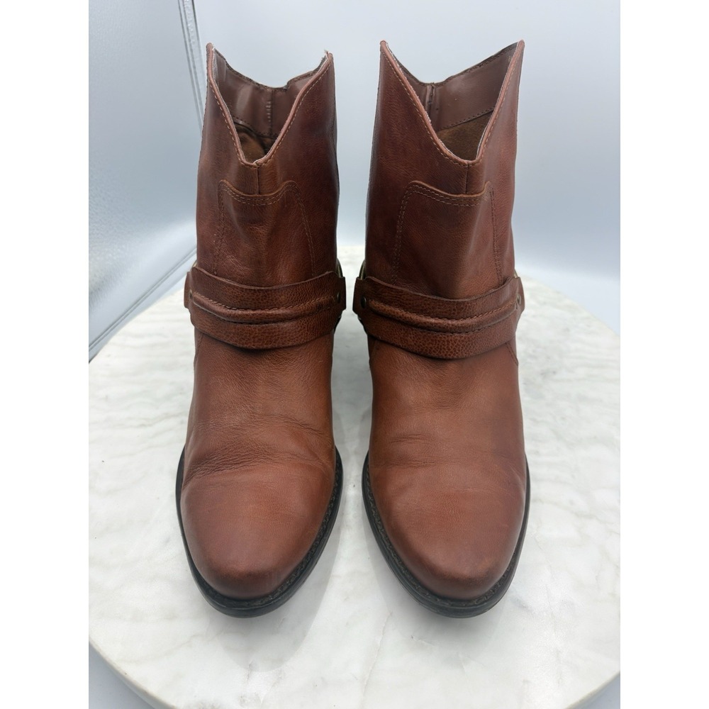 Franco Sarto Leather Boots Wade Brown Harness Western Mid Calf Womens 8 Boho EUC - Picture 7 of 12